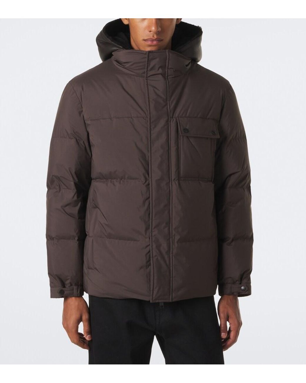 Yves Salomon Brown Shearling-Trimmed Down Jacket for men