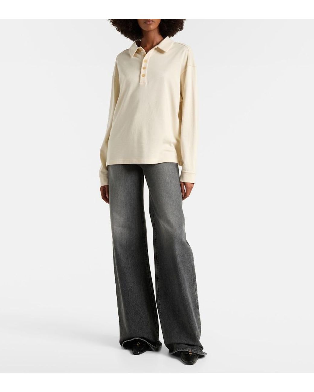 Khaite Gray Dane High-Rise Wide-Leg Jeans
