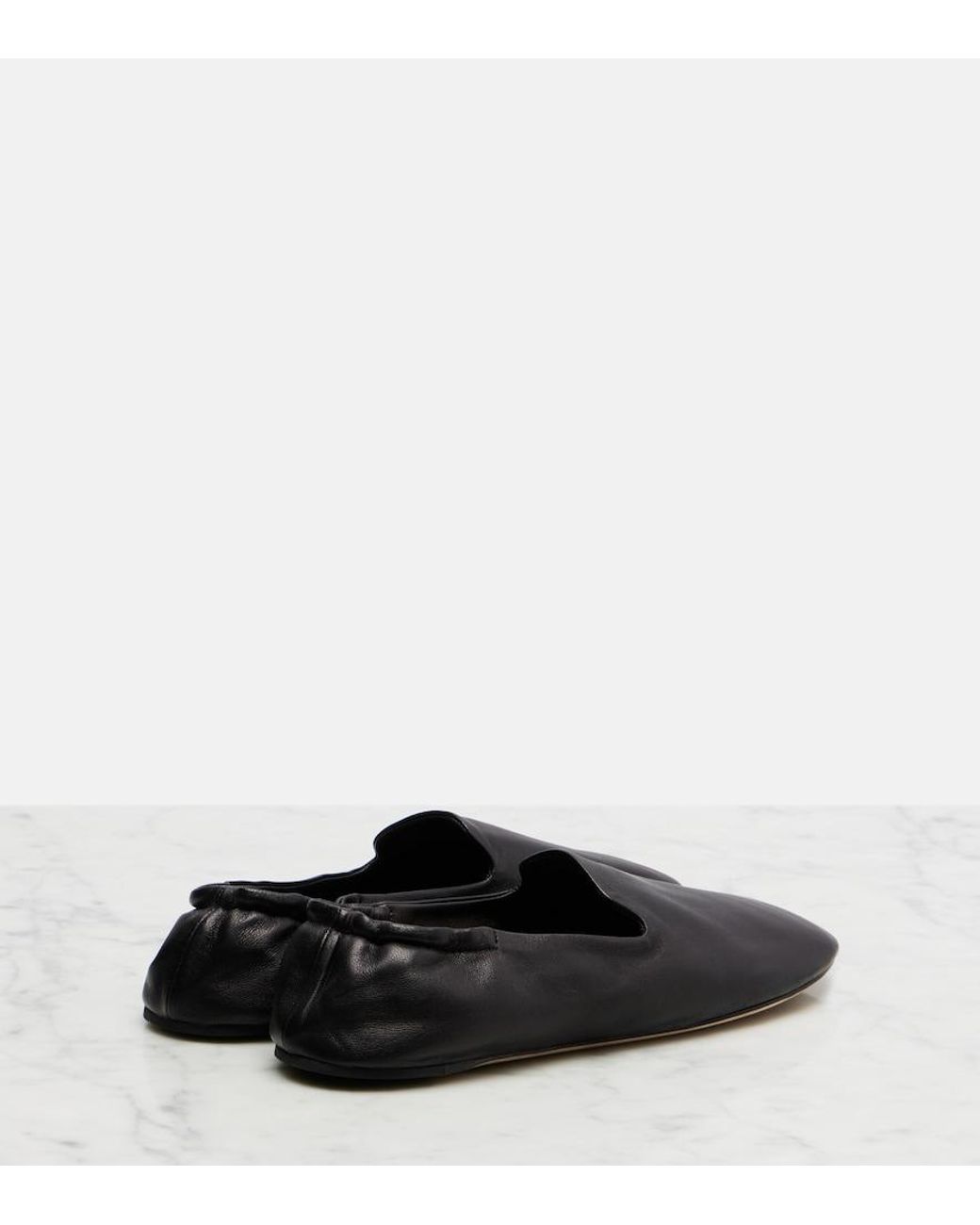 The Row Gray Casa Leather Slippers