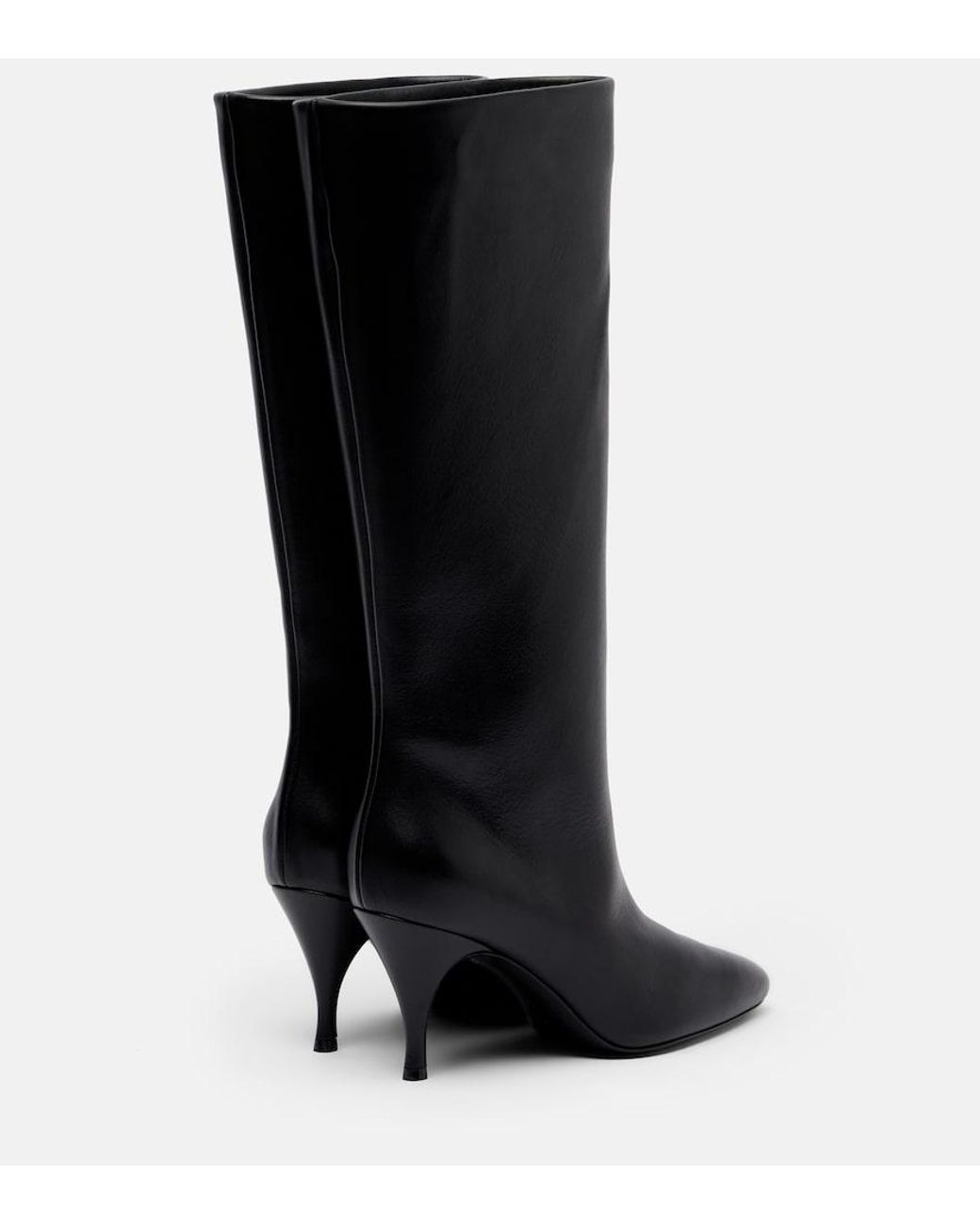 Herbert Levine Black Silhouette Leather Knee-High Boots