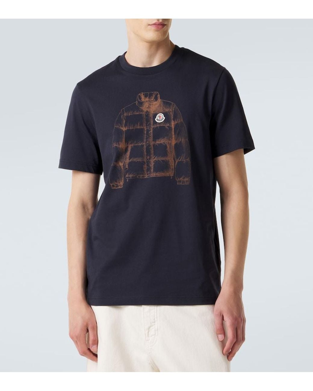 Moncler Blue Printed Cotton Jersey T-Shirt for men