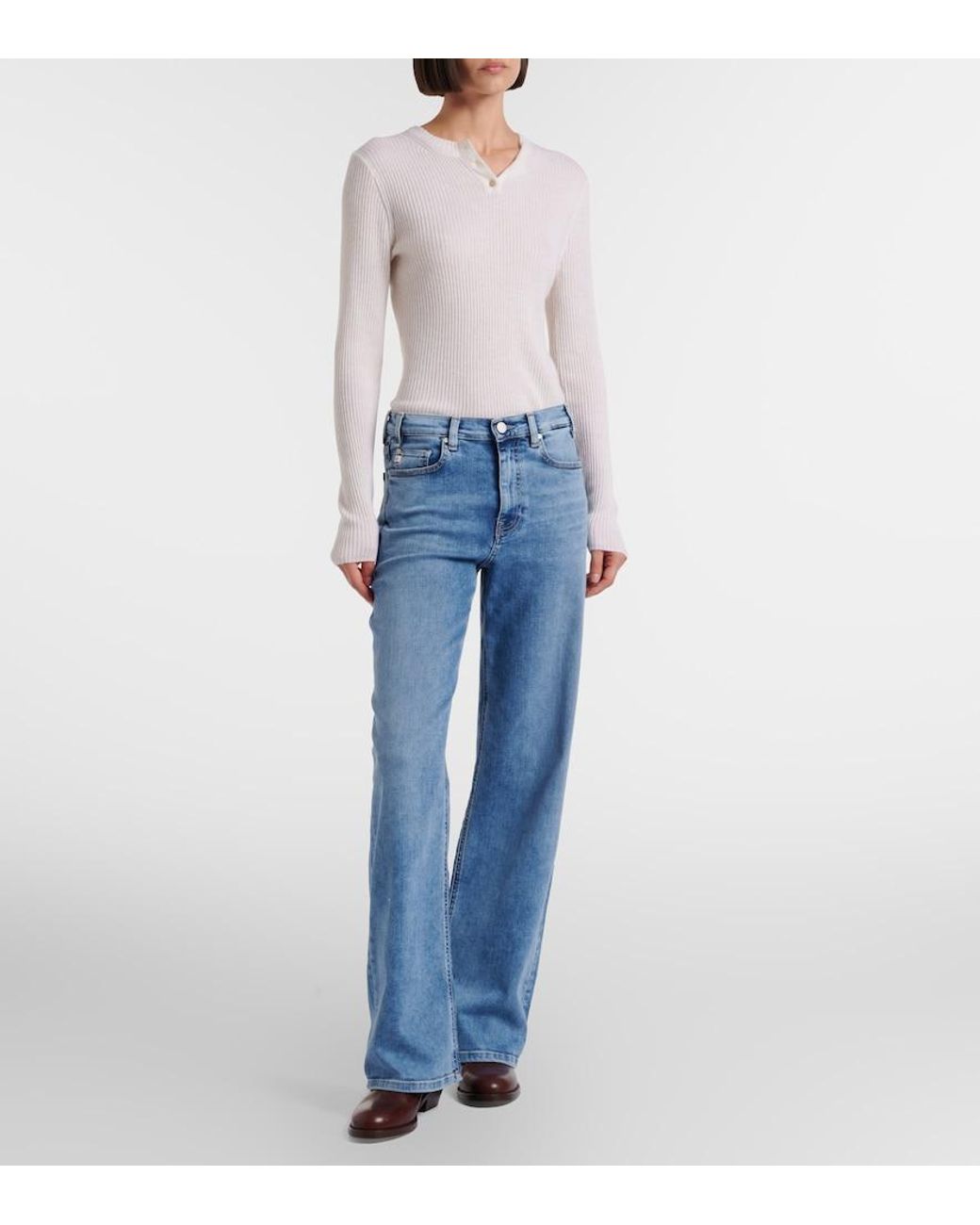 AG Jeans Blue New Baggy Wide-Leg Jeans