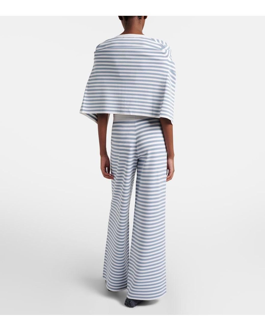 Max Mara Blue Fingere Striped Wide-Leg Pants