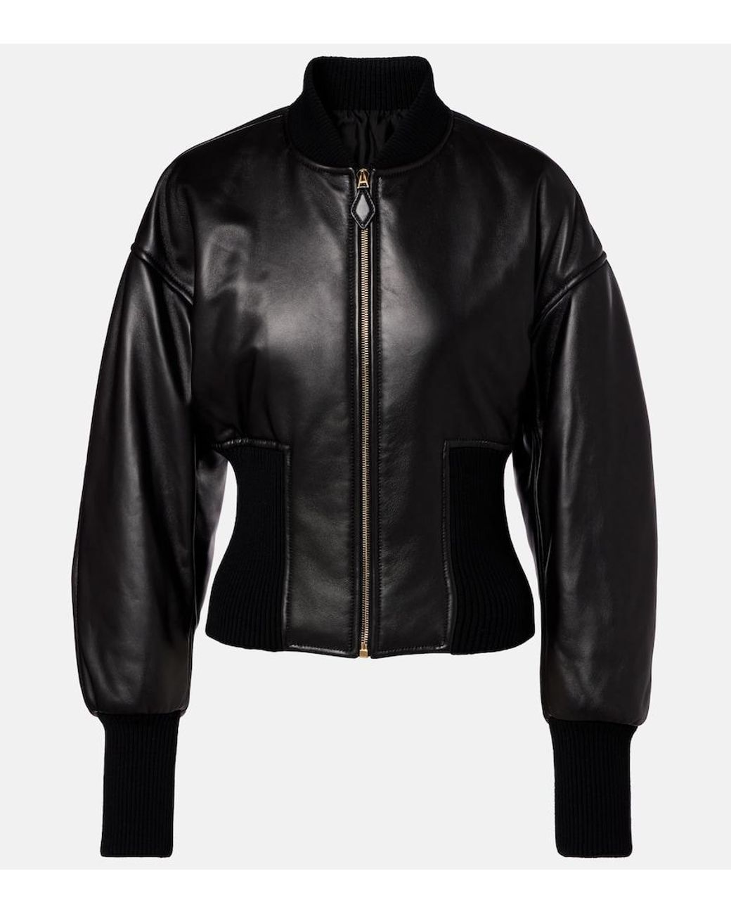 Alaïa Black Leather Bomber Jacket