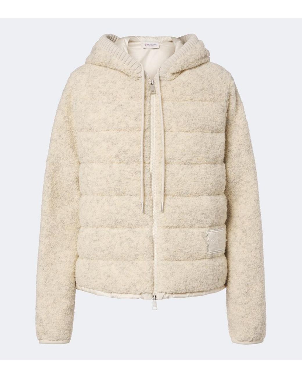 Moncler Natural Hooded Boucle Down Jacket