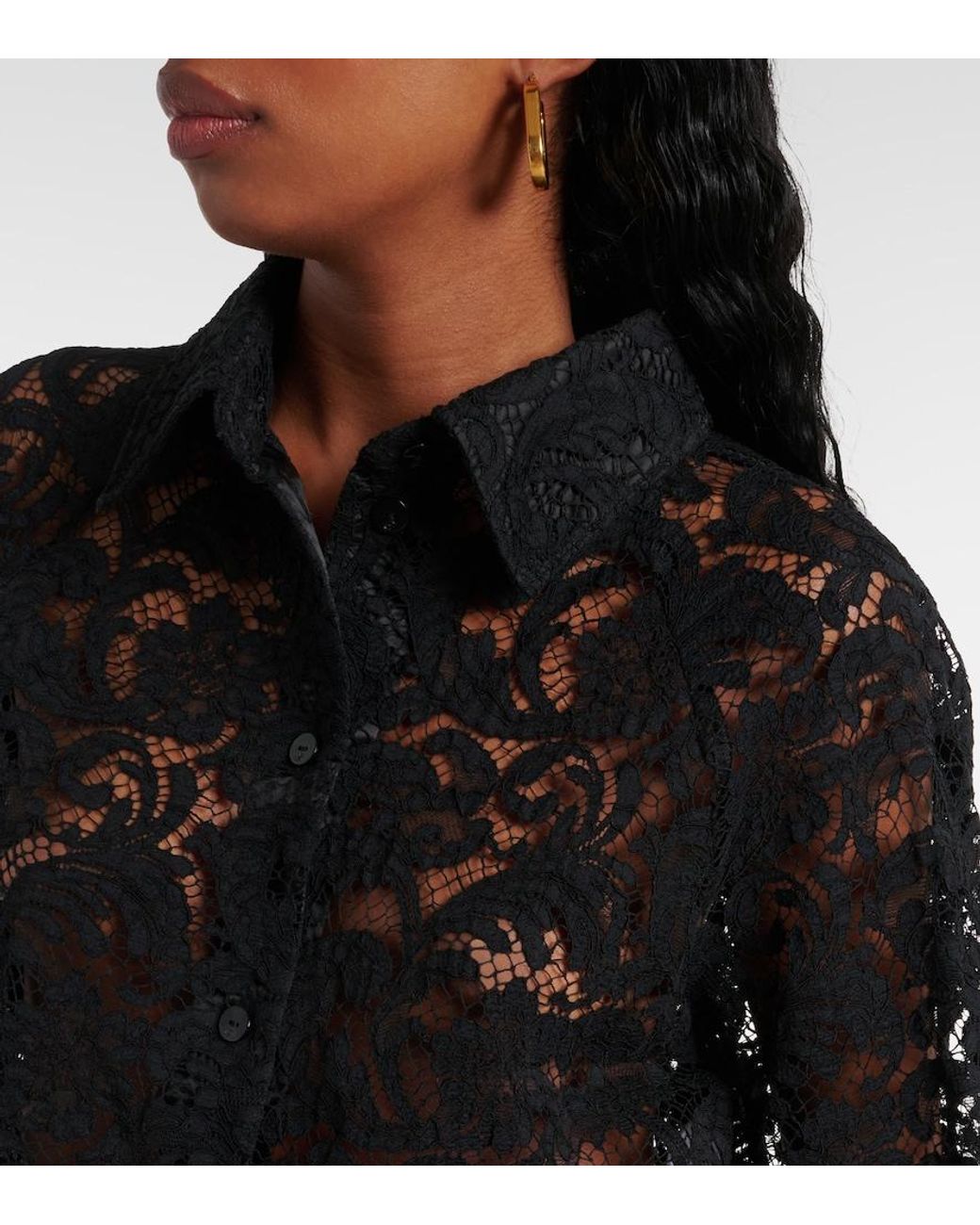 Patou Black Cropped Lace Blouse