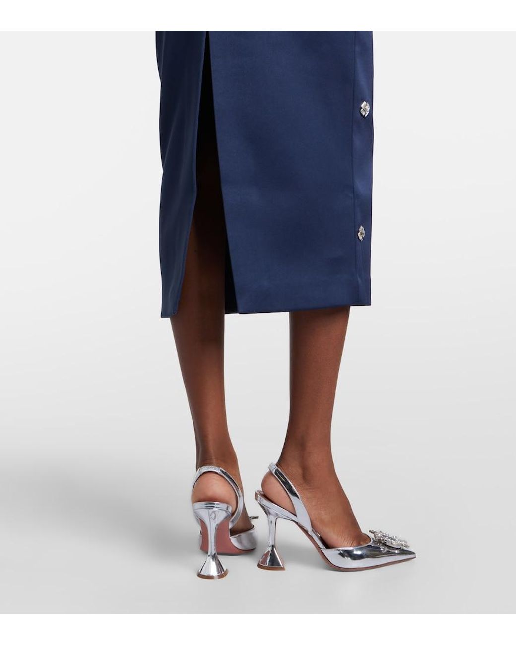 Rebecca Vallance Blue Ayla Embellished Satin Cocktail Dress