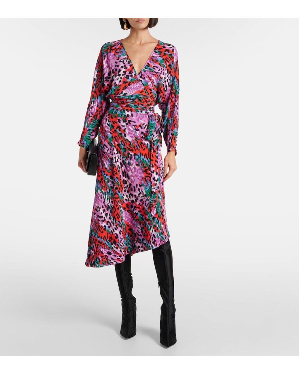 Diane von Furstenberg Red Eloise Leopard-Print Midi Dress