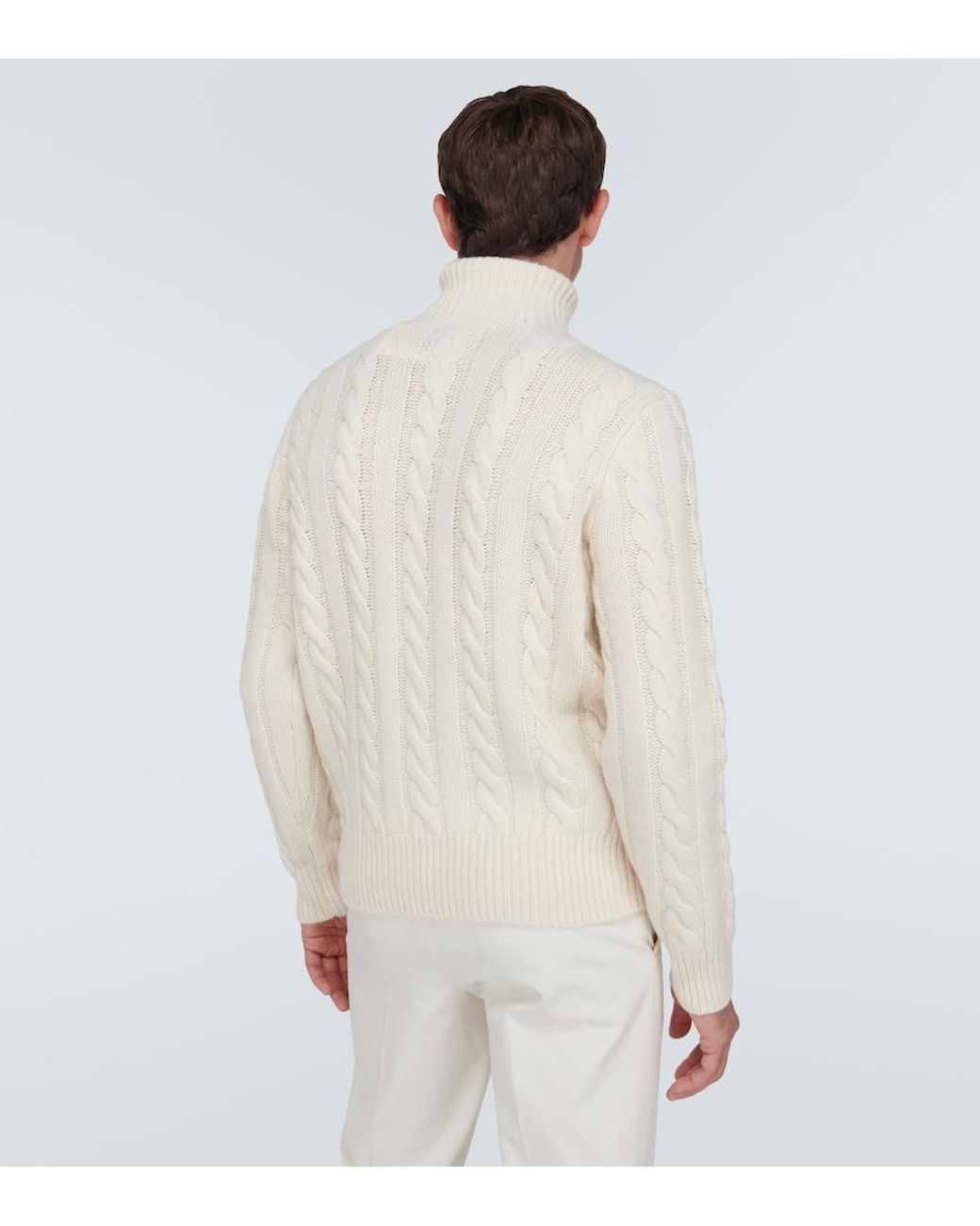 Polo Ralph Lauren White Cable-Knit Wool And Cashmere Turtleneck Sweater for men