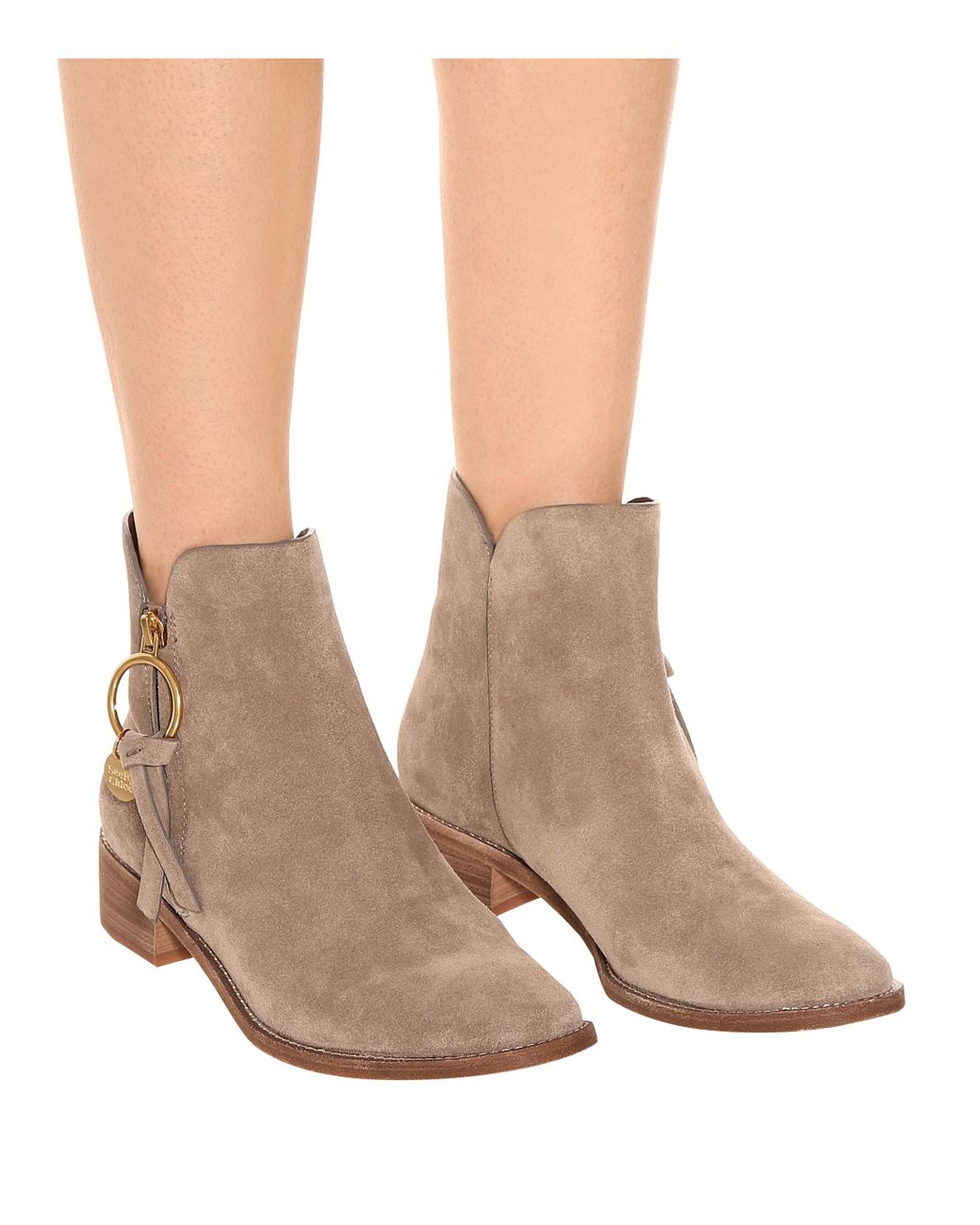 See By Chloé Louise Flat Suede Ankle Boots in Brown | Lyst