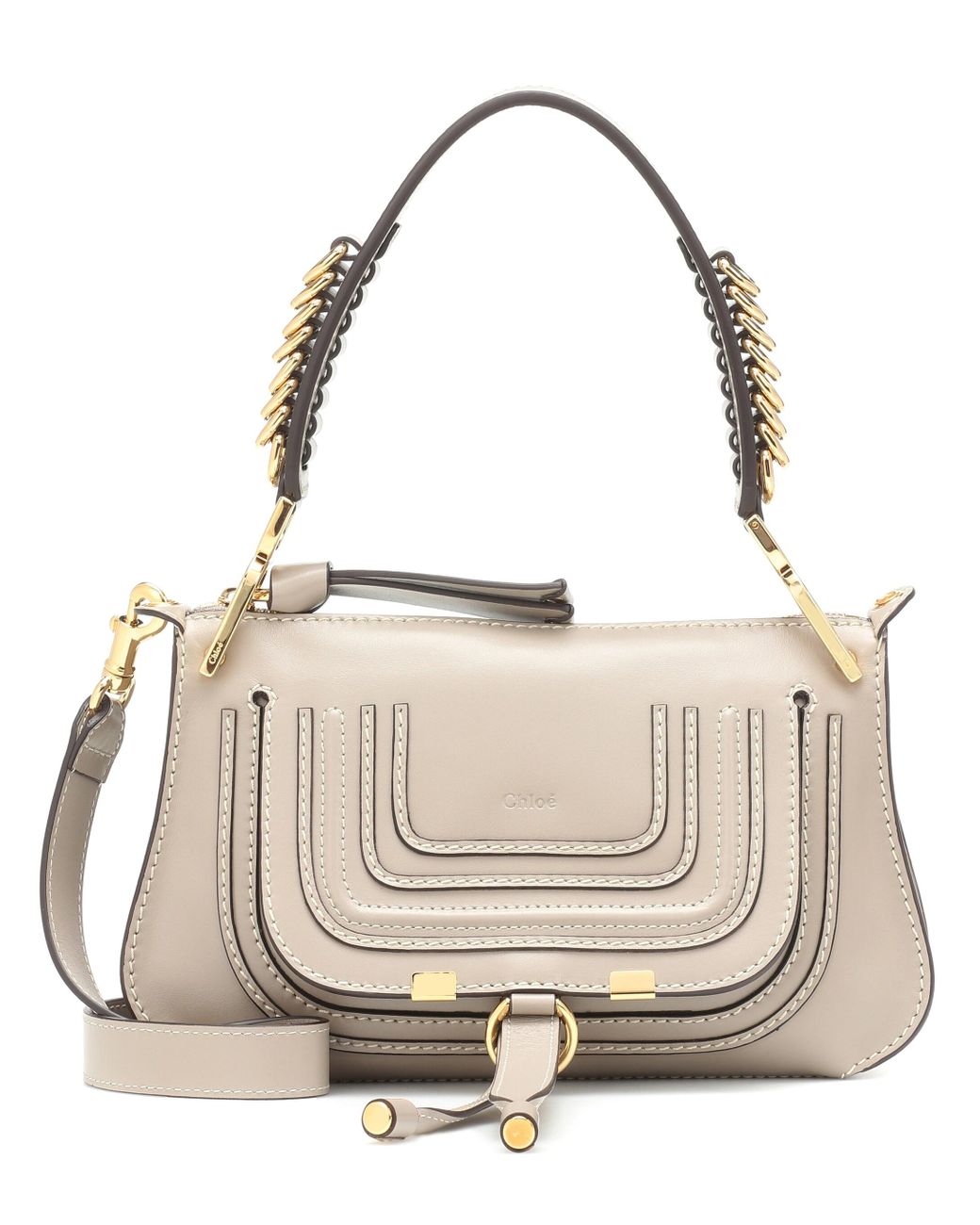 Chloé Marcie New Leather Shoulder Bag in Grey (Gray) Lyst