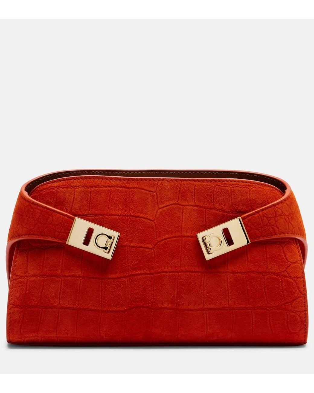 Ferragamo Red Hug Mini Suede Crossbody Bag