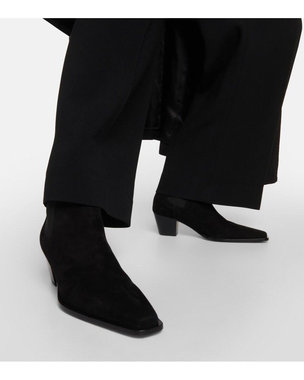 Totême Black The City Suede Ankle Boots