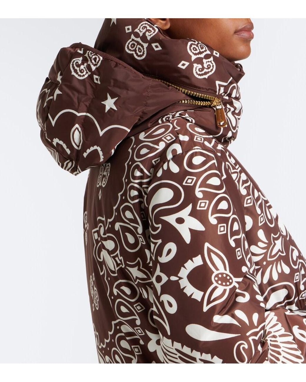 Goldbergh Brown Kyoko Hooded Printed Ski Jacket