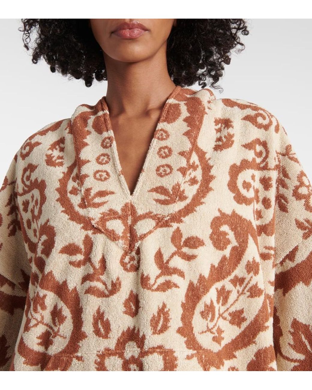 【Zimmermann】Wylie hooded frayed cotton-terry mini dress Brown Wylie hooded frayed cotton-terry jacquard mini dress