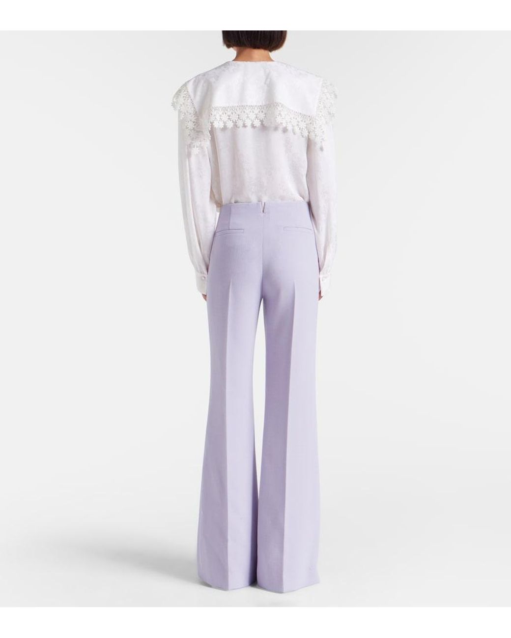 Chloé Purple High-Rise Virgin Wool Wide-Leg Pants