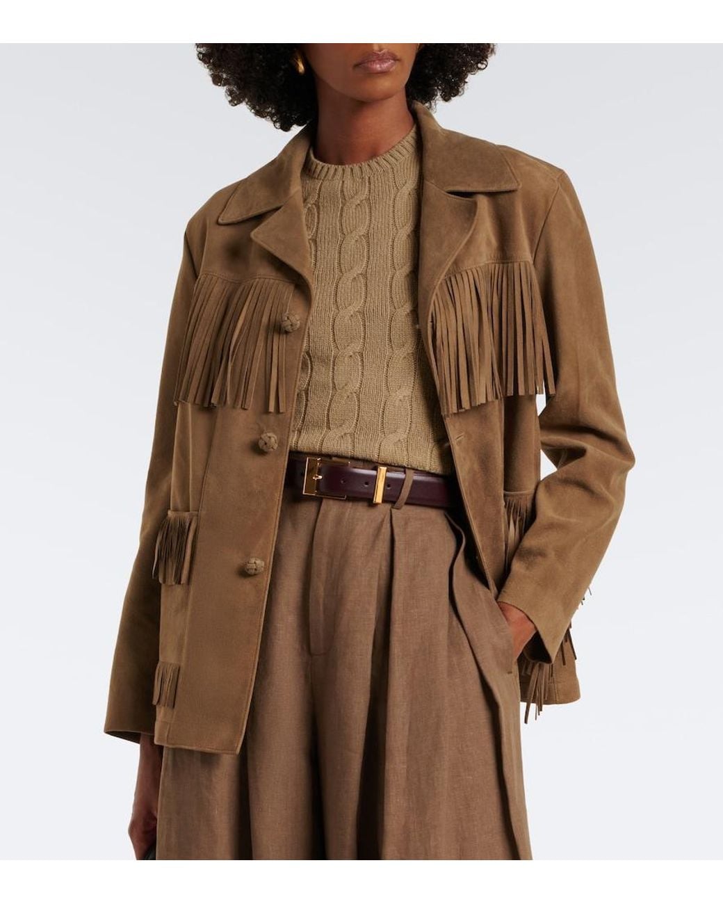 Ralph Lauren Brown Cable-Knit Cashmere Sweater