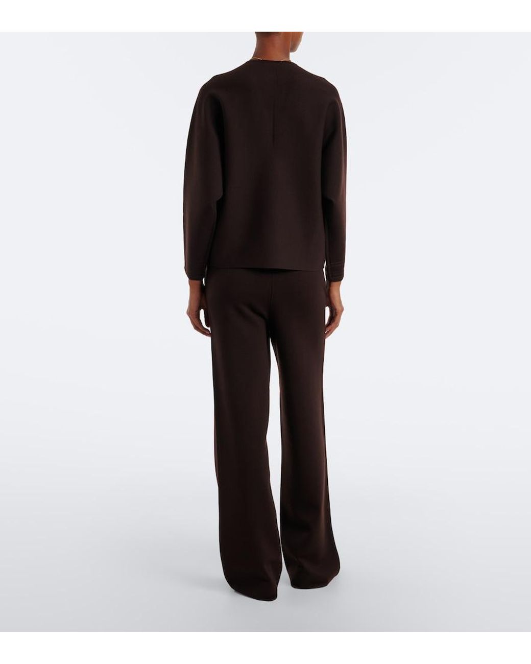 Max Mara Black Knitted Wool-Blend Wide-Leg Pants