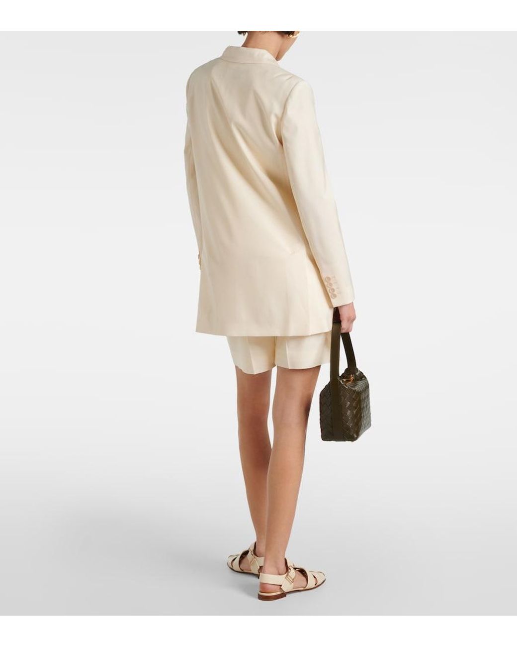 Max Mara Natural Double-Breasted Virgin Wool Blazer