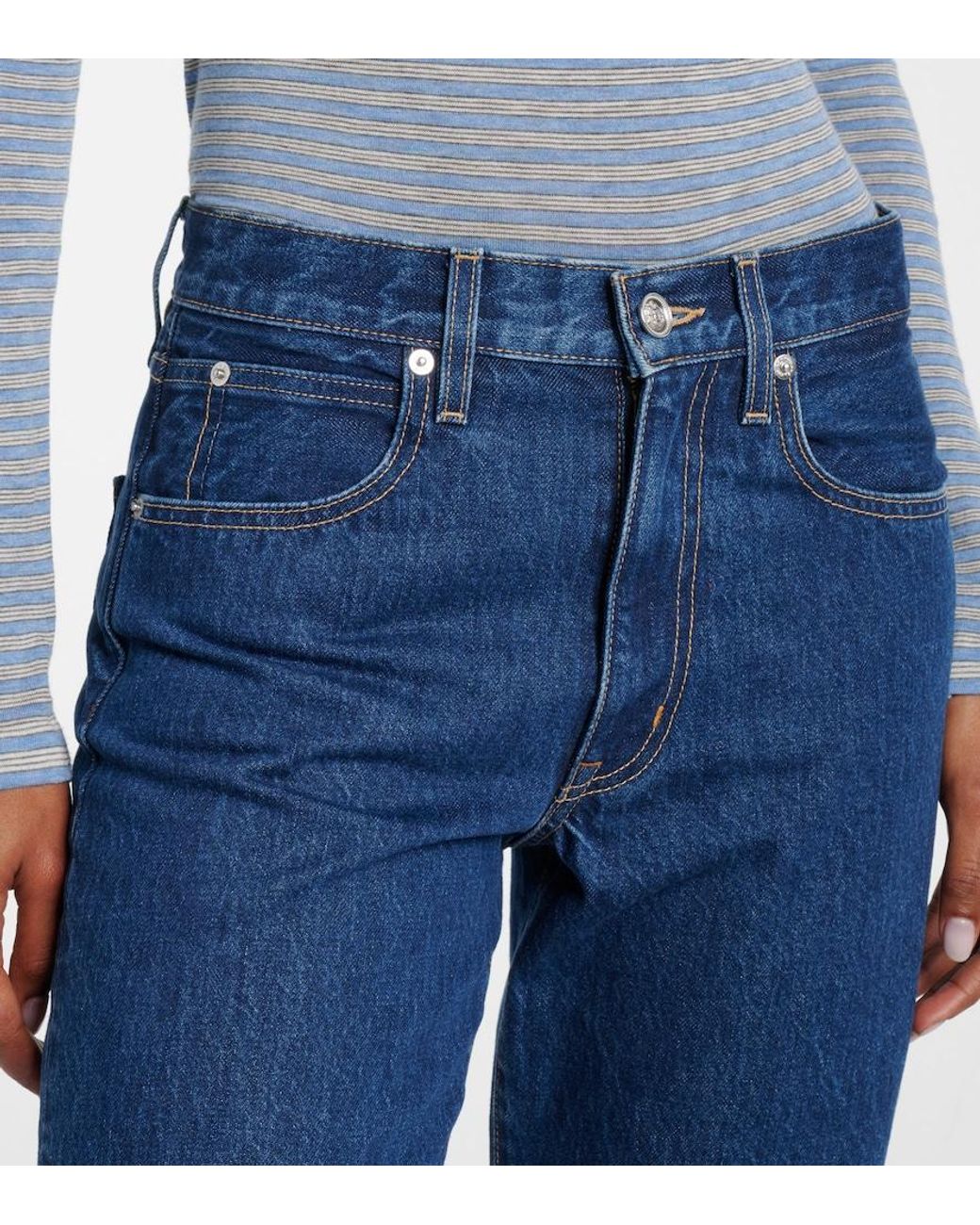 SLVRLAKE Denim Blue Sophie High-Rise Straight Jeans
