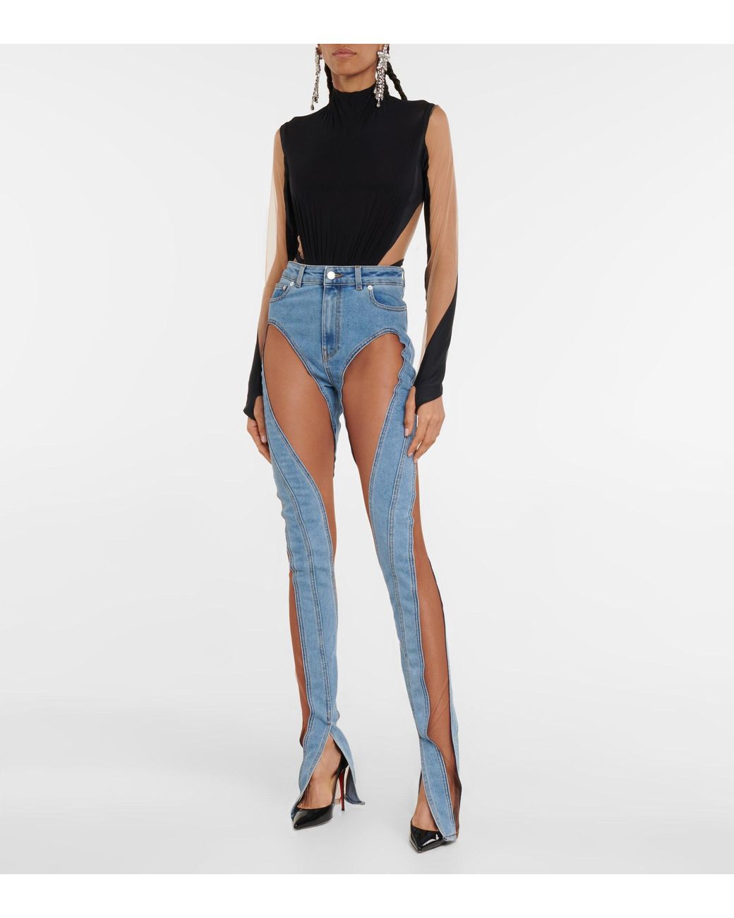 Jeans with mesh cheap