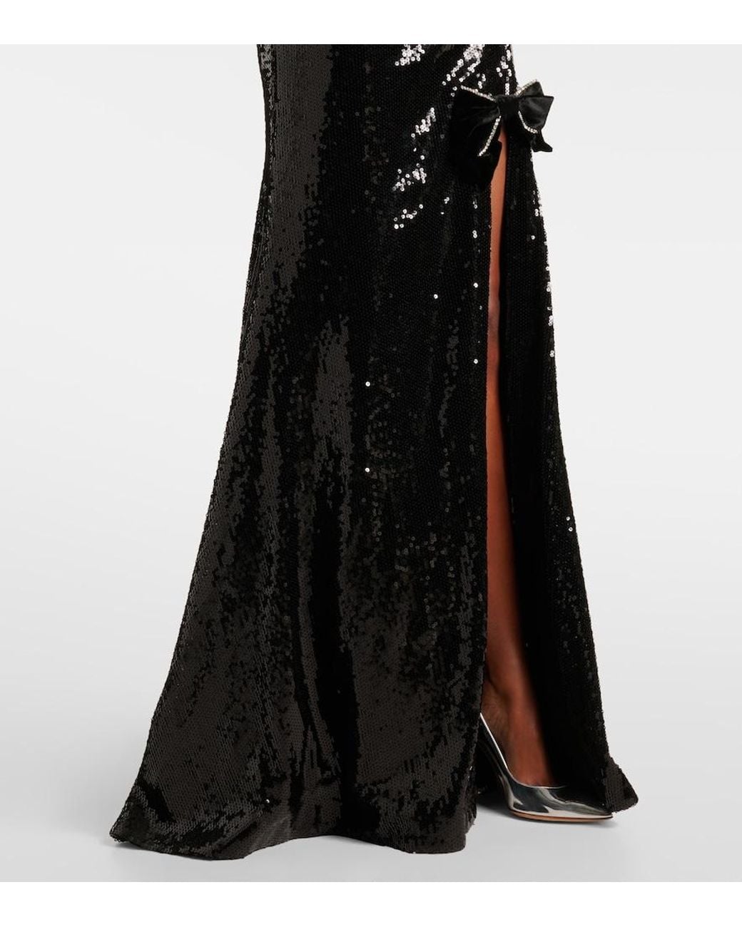 Rebecca Vallance Black X Nicky Hilton Lena Bow-Detail Sequined Gown