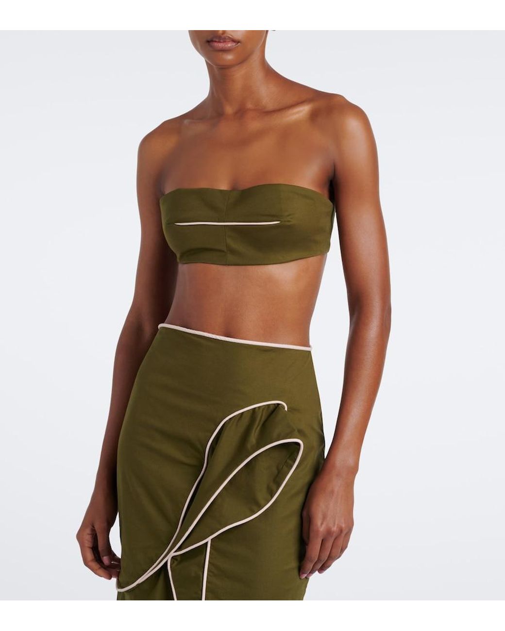 Adriana Degreas Green Cotton-Blend Bandeau Top