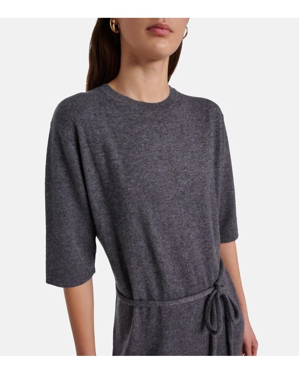 Lisa Yang Gray Tilde Belted Cashmere Maxi Dress