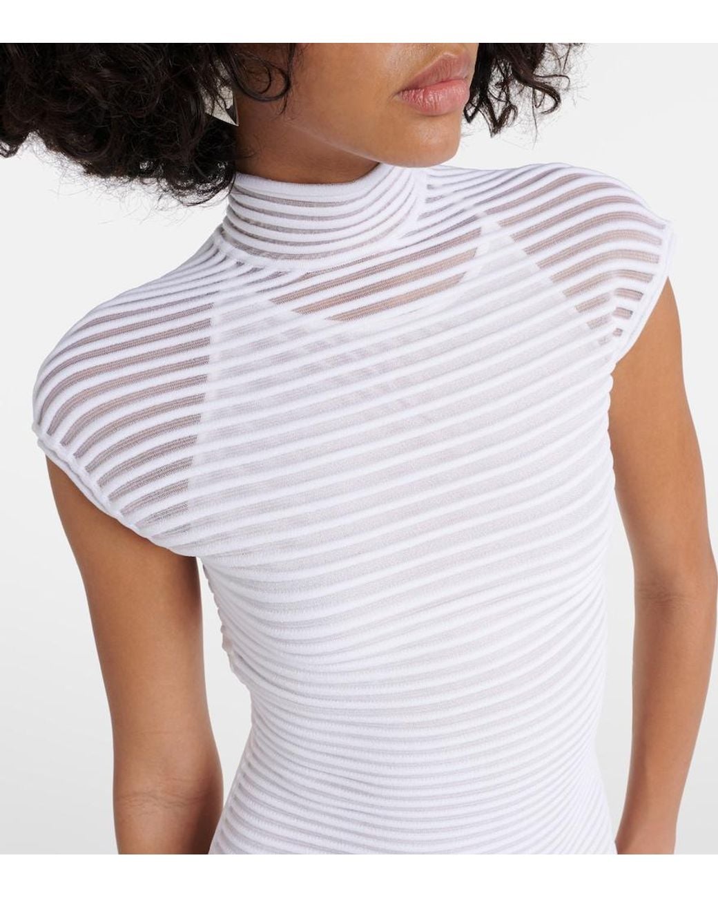 Alaïa White Striped Minidress