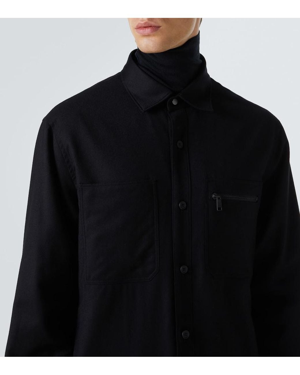 Zegna Black Technical Wool Overshirt for men
