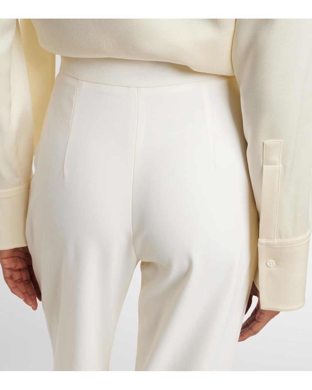 Costarellos White Daline Wool-Blend Flared Pants