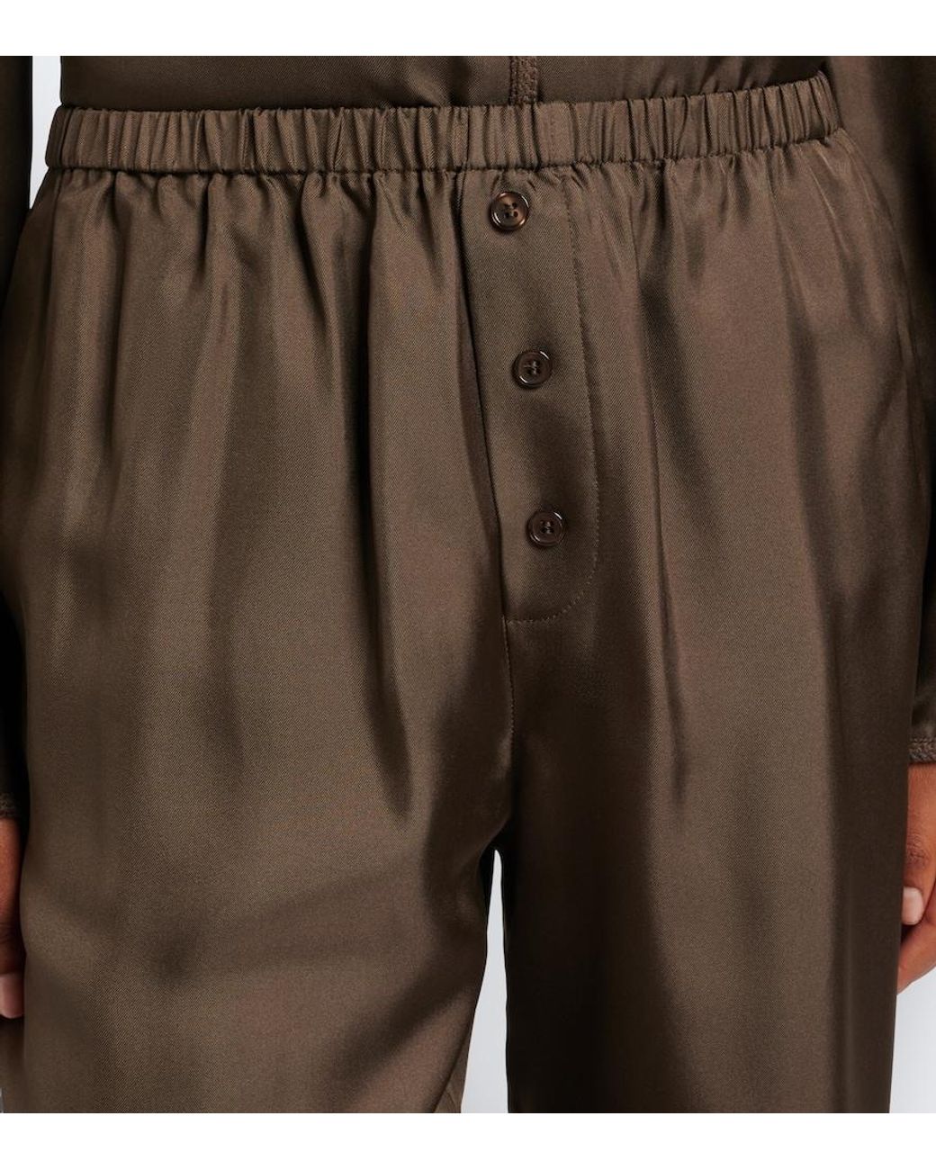 Rohe Brown Silk Wide-Leg Pants