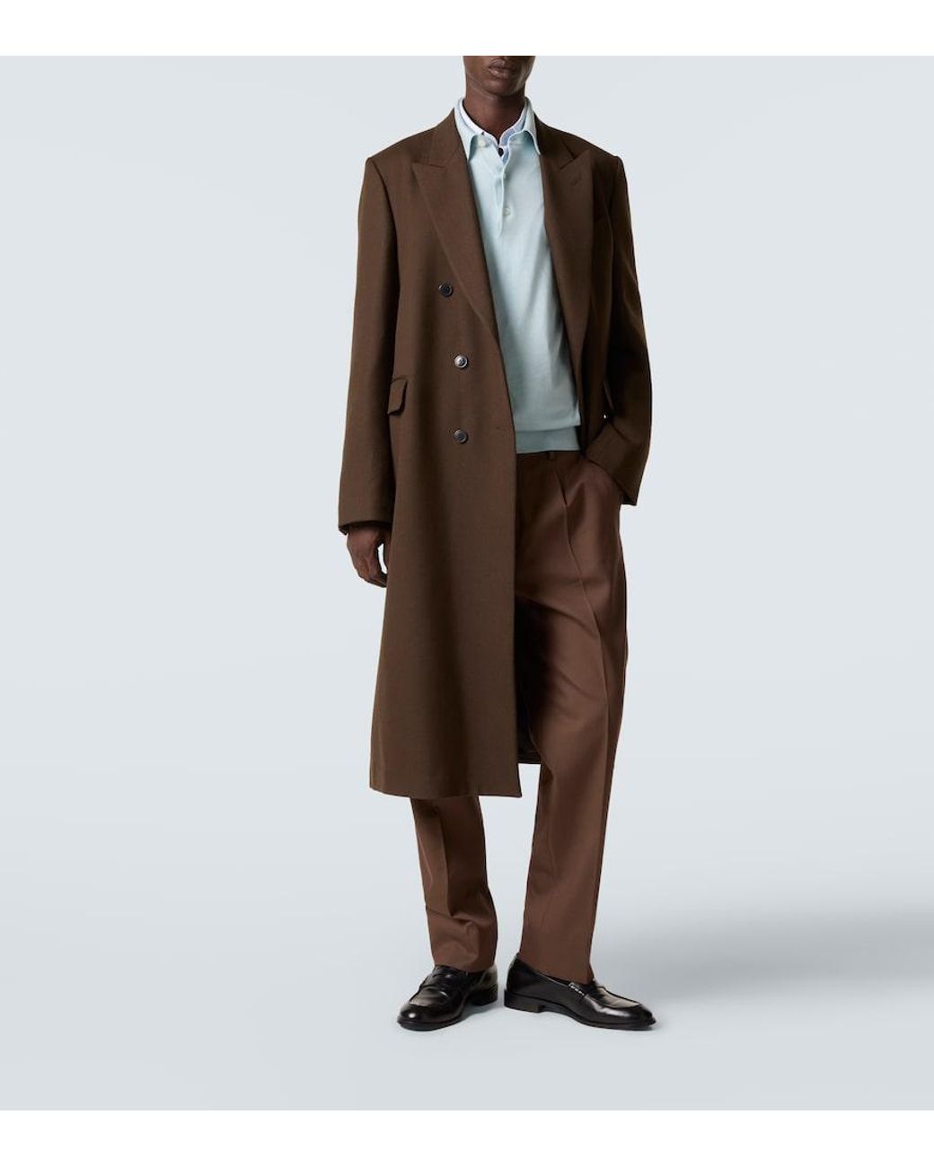 Zegna Brown Cotton And Wool Straight Pants for men