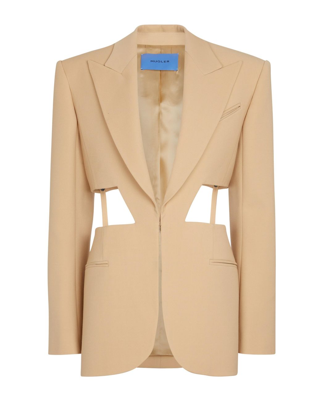 Mugler Cutout Virgin Wool Blazer in Beige (Natural) | Lyst