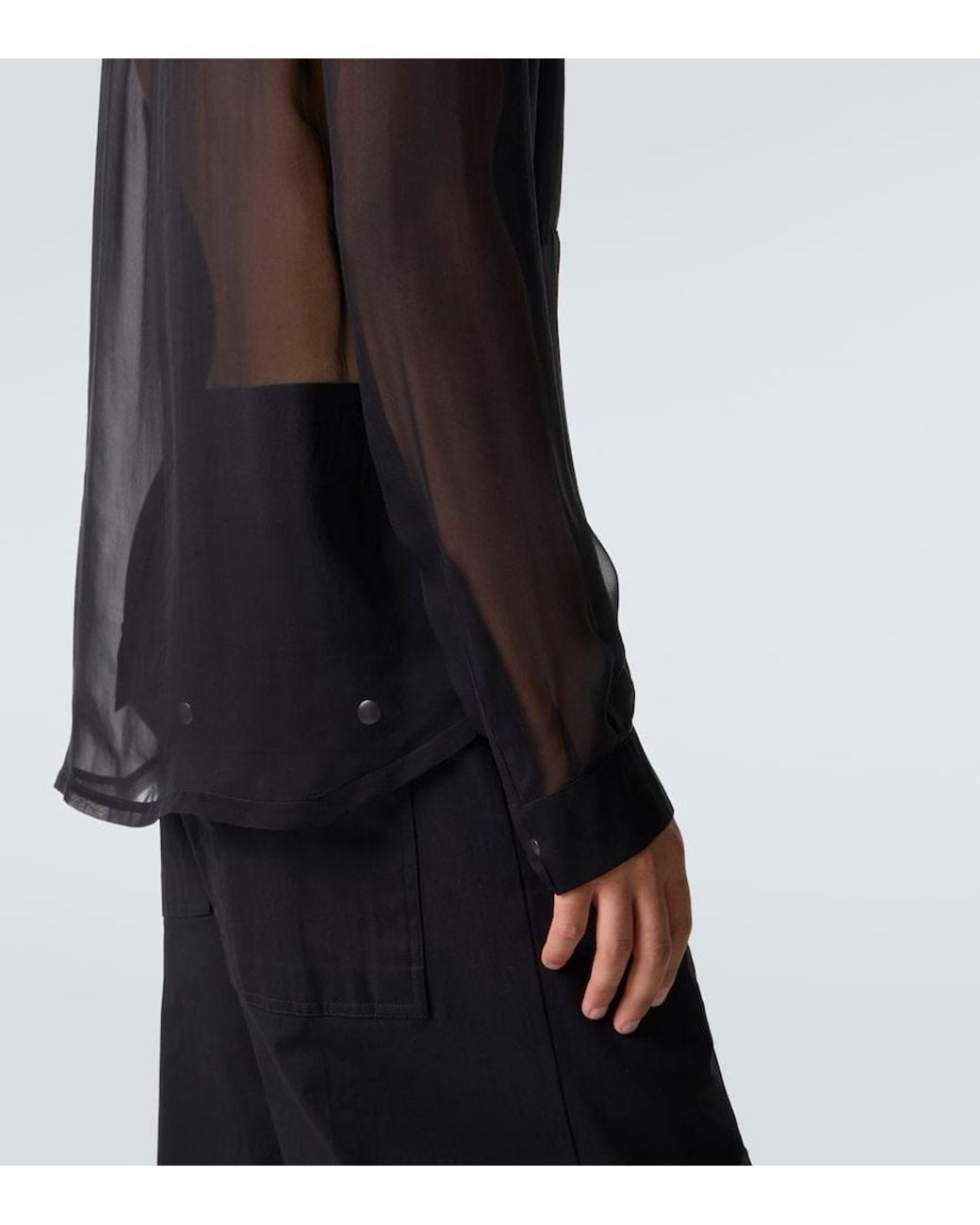 Rick Owens Black Sheer Silk Shirt for men