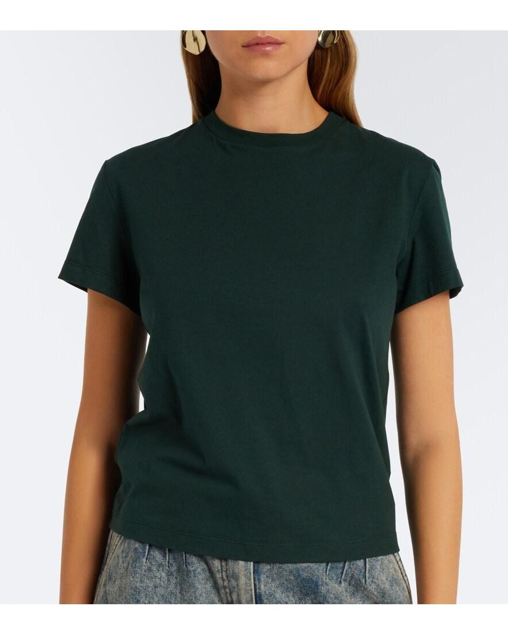 Magda Butrym Green Draped Cotton-Blend Jersey Top And Scarf Set