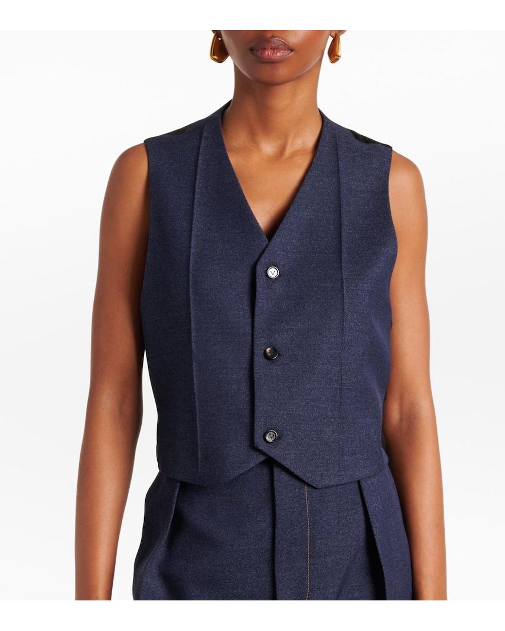 Bottega Veneta Blue Wool Drill Vest