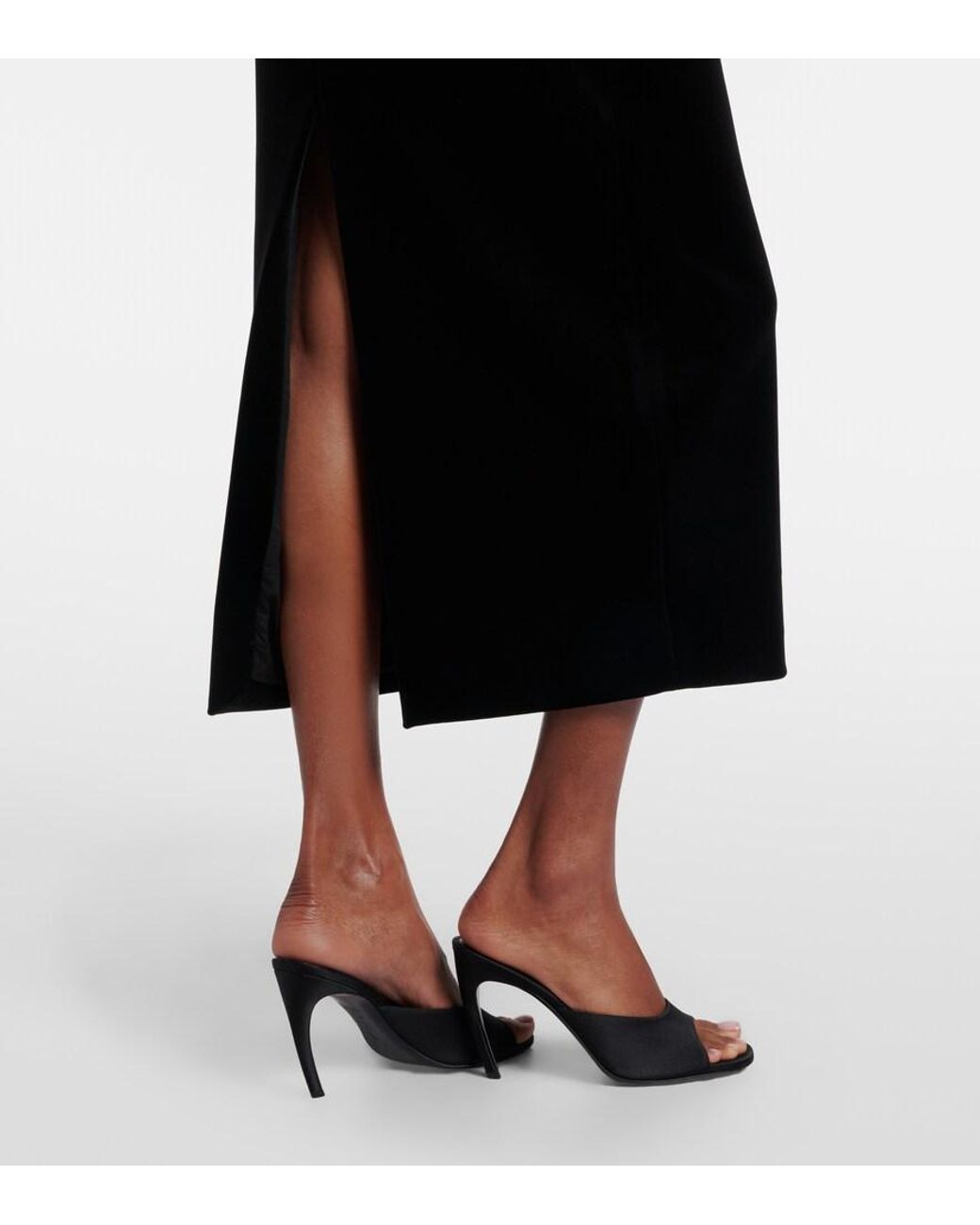 Self-Portrait Black Peplum Velvet And Taffeta Midi Dress