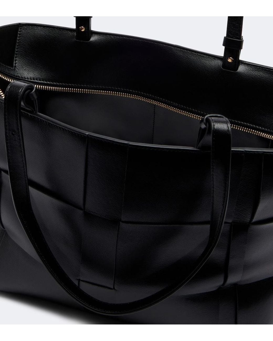 DeMellier London Black Florence Large Woven Leather Tote Bag