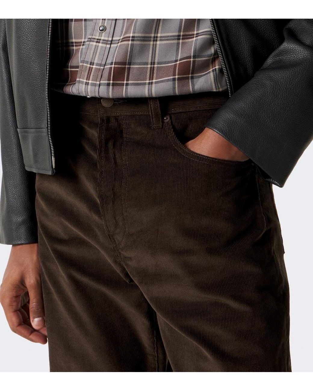 Acne Black Cotton Corduroy Wide-Leg Pants for men