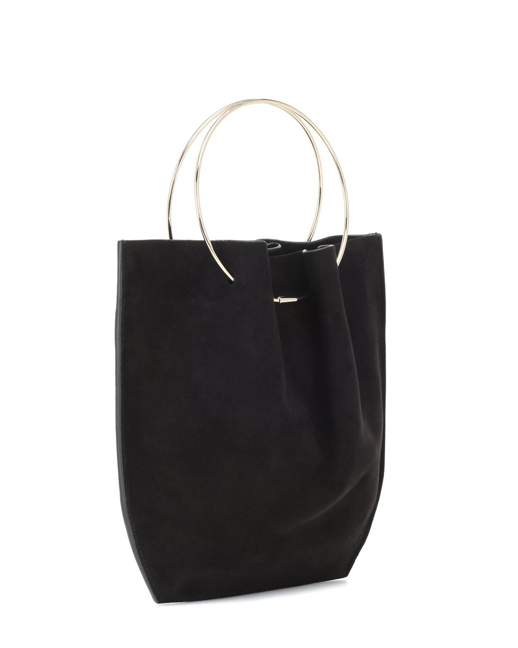 The Row Flat Micro Ring-handle Suede Bag in Black | Lyst