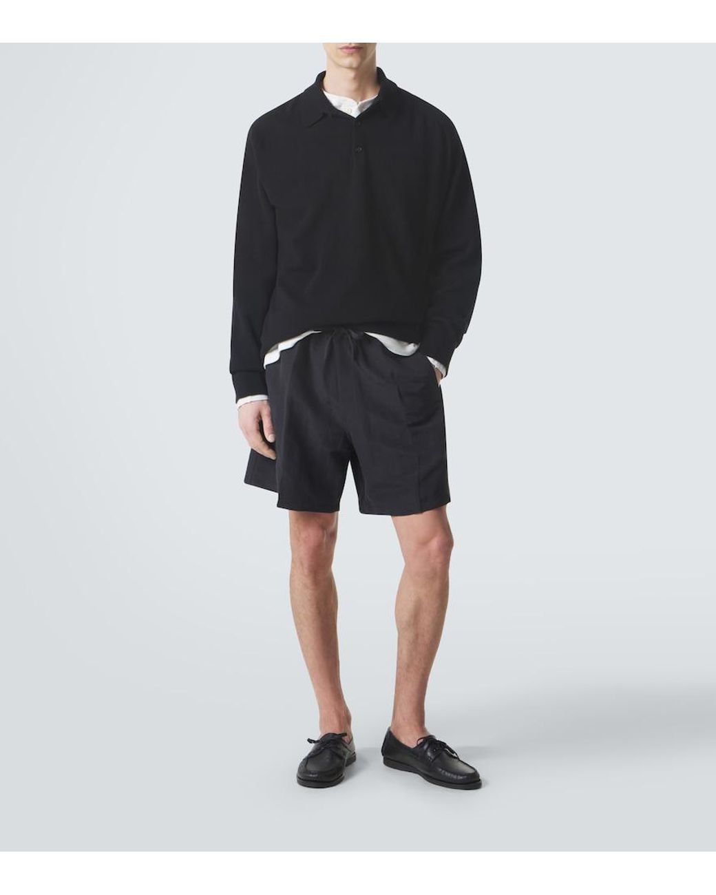 Umit Benan Black Julian Linen And Silk Shorts for men
