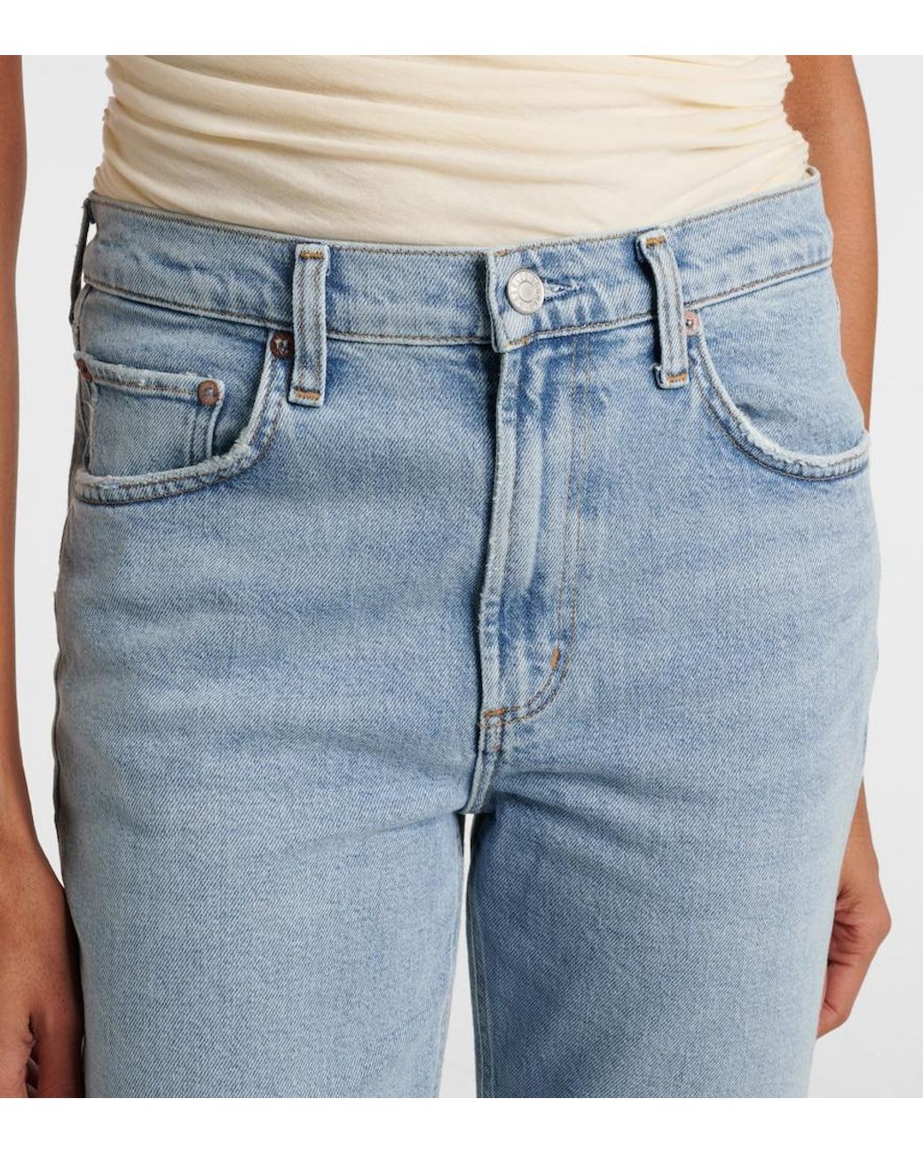 Agolde Blue Valen Mid-Rise Straight Jeans