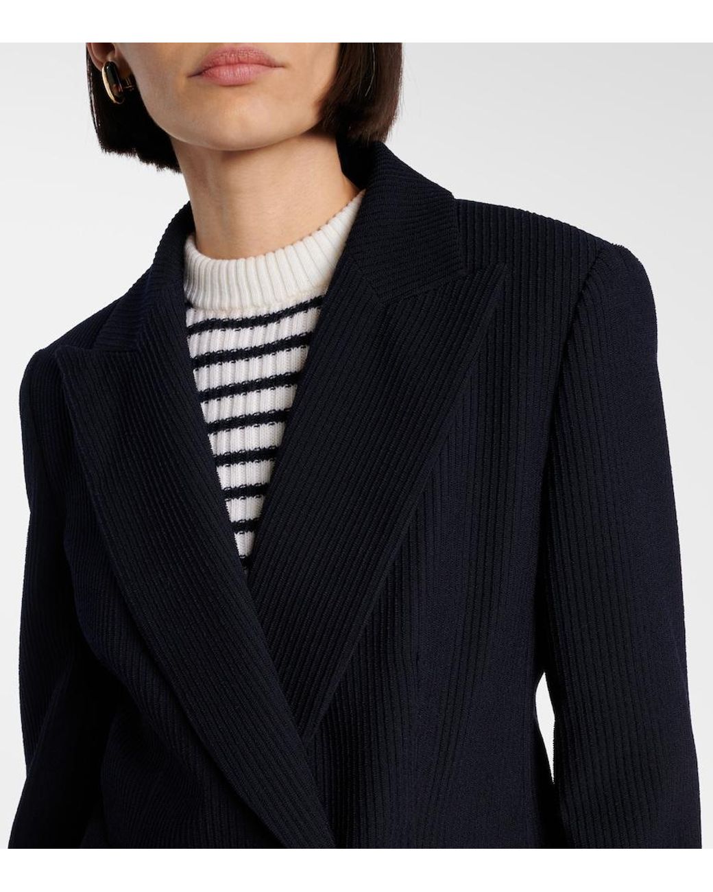 Max Mara Blue Pagano Wool-Blend Blazer