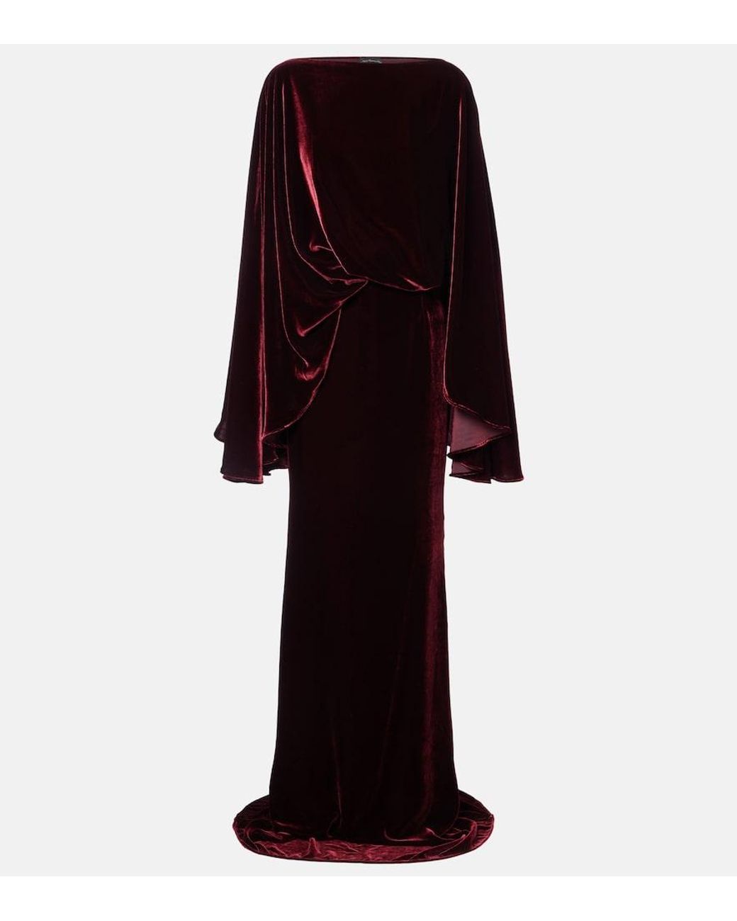 Taller Marmo Red Musidora Draped Velvet Gown