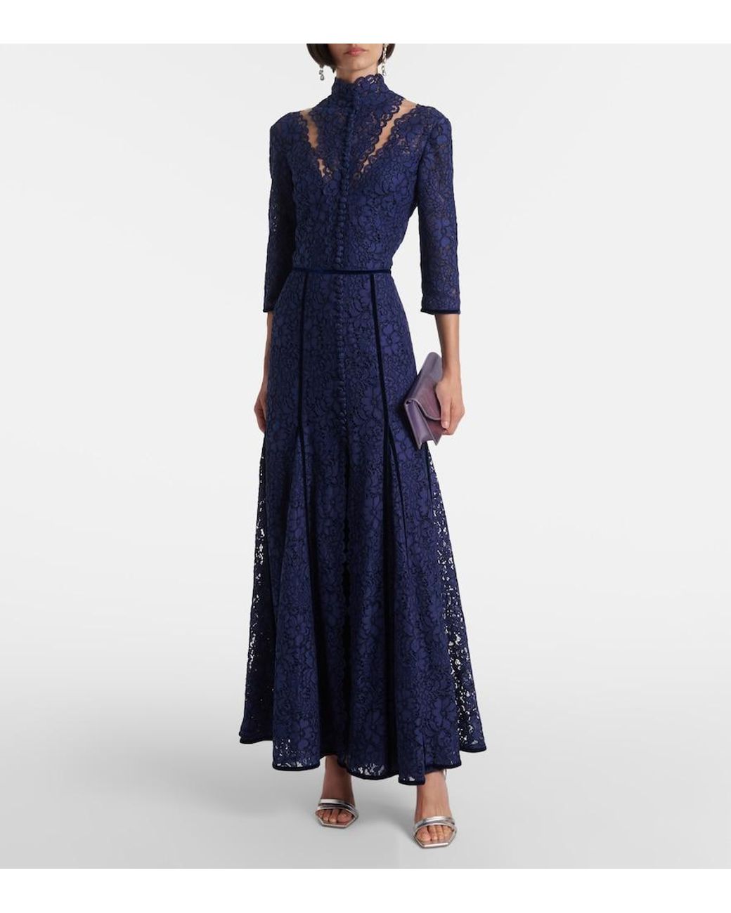 Costarellos Blue Lace Gown