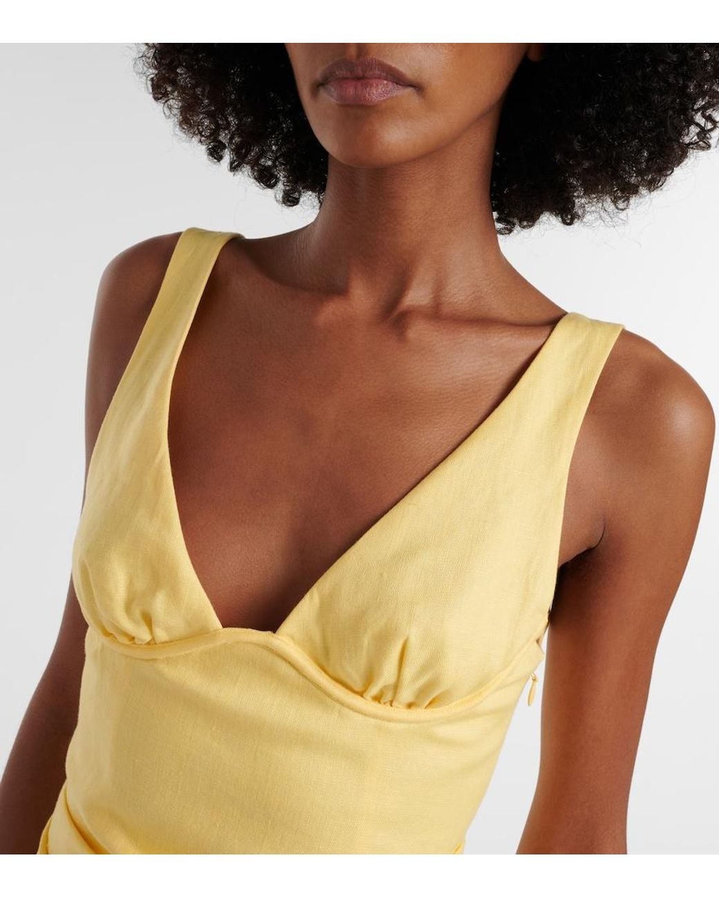 Sir Yellow Linen Midi Dress