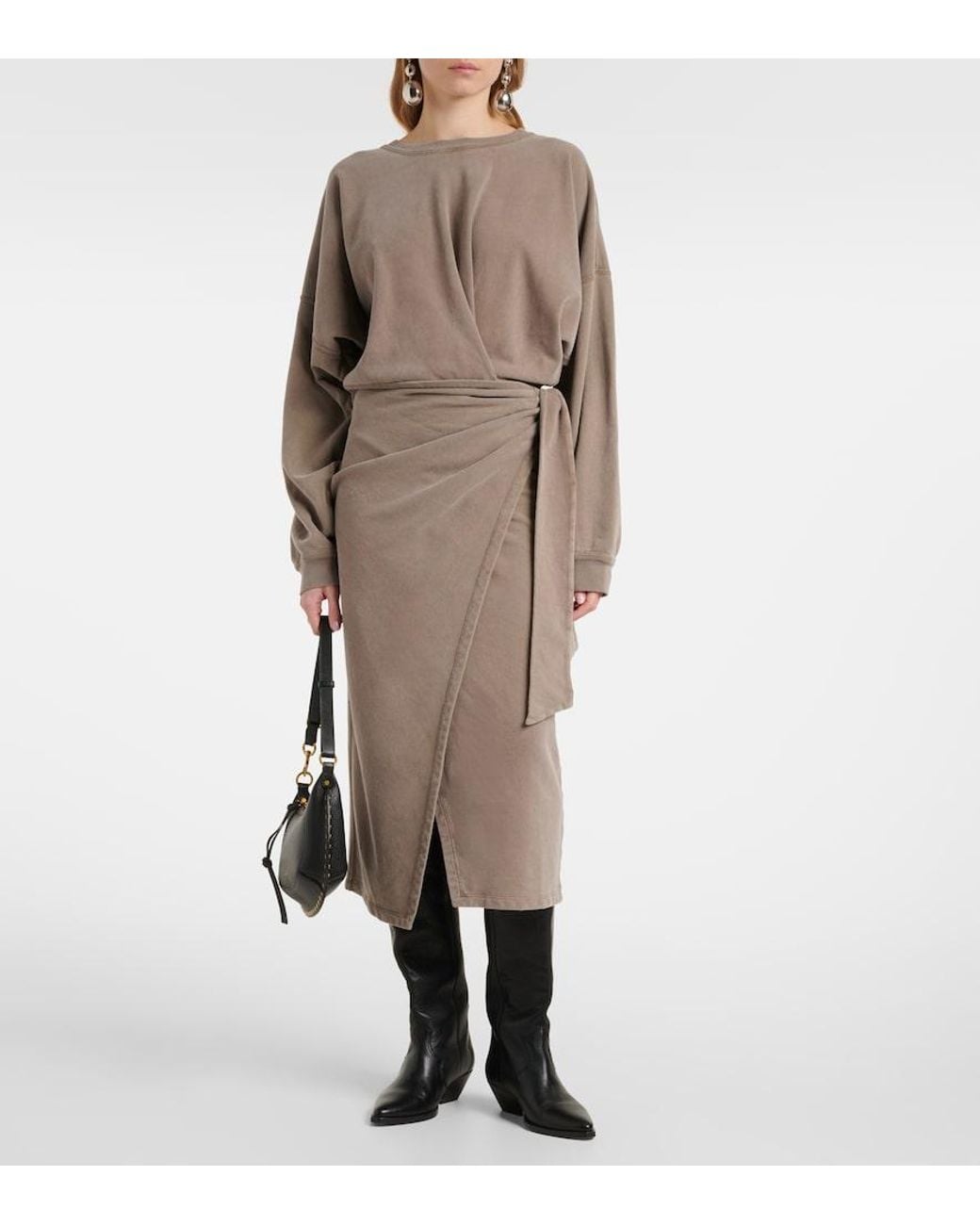 Isabel Marant Natural Sandrina Draped Cotton Midi Dress