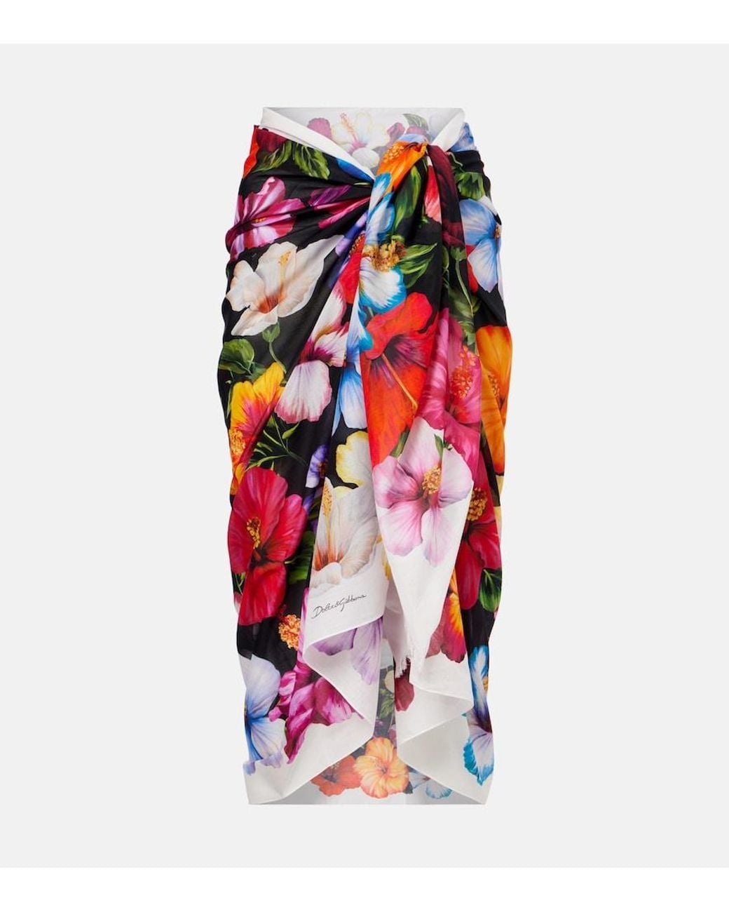 Dolce & Gabbana Red Floral Cotton Beach Cover-Up