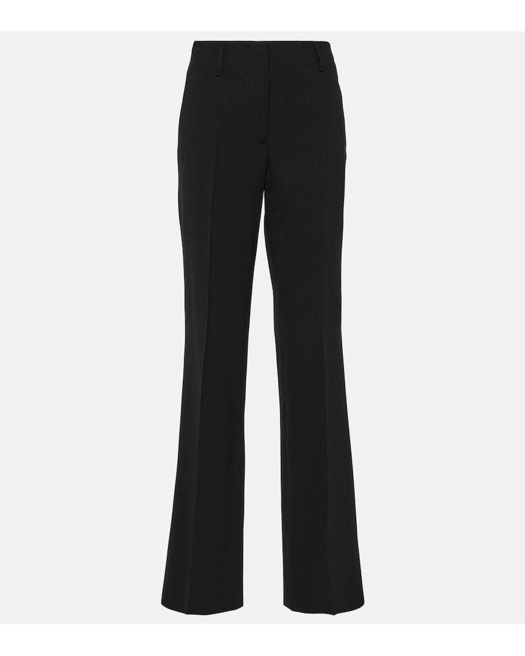 Dries Van Noten Black High-Rise Wool-Blend Straight Pants